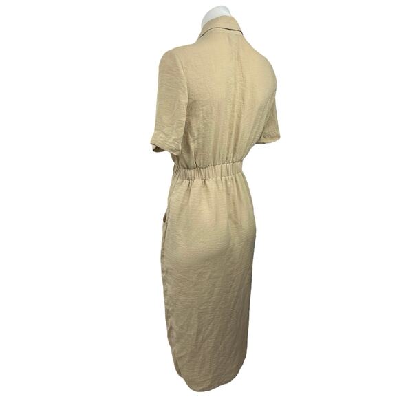 Asos Women's Beige Double Breasted Short Sleeve Calf Length Blazer Dress Size 2 - Picture 2 of 5